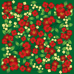 abstract floral ornament on green background