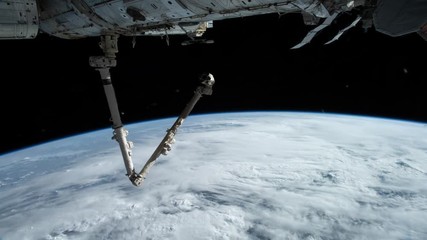 Planet Earth seen from the ISS. Space exploration of planet Earth at night. Elements of this video furnished by NASA.