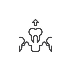 Tooth extraction line icon. linear style sign for mobile concept and web design. Dental removing outline vector icon. Dentistry symbol, logo illustration. Pixel perfect vector graphics