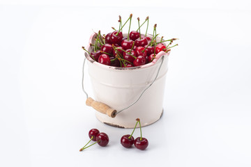 Fresh bird cherry in bowl