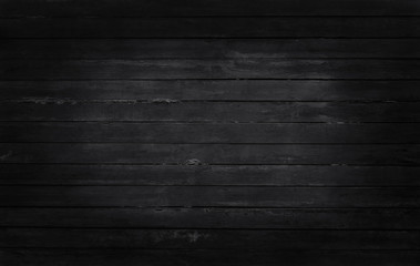 Black wooden wall background, texture of dark bark wood with old natural pattern for design art work, top view of grain timber.