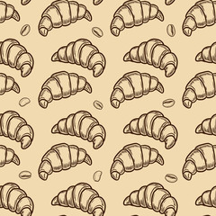 croissant and coffee bean seamless pattern
