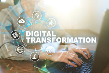 Digital transformation, Concept of digitization of business processes and modern technology.