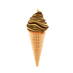 Delicious Chocolate ice cream on white isolated background ,vector illustration