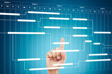 Project management chart on virtual screen. Schedule. Timeline.