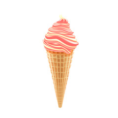 Delicious Strawberry and Red berry ice cream on white isolated background ,vector illustration