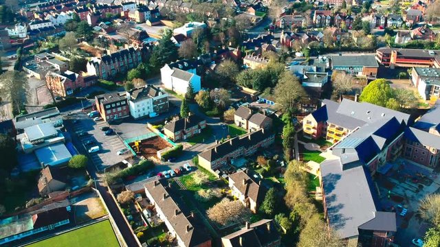 Drone footage of the city of Banbury, England in the springtime.