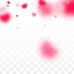 Hearts Confetti Falling Background. St. Valentine's Day pattern. Romantic Scattered Hearts Design Element. Love. Sweet Moment. Gift. Cute Element of Design for Sales or Celebration.