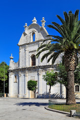 Trani, Italy - XVIII century Church of St. Dominic - Chiesa di San Domenico - at the Piazza Plebiscito square in Trani old town historic city center.