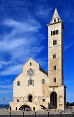 Fototapeta premium Trani, Italy - Cathedral of St. Nicholas The Pilgrim - Cattedrale di San Nicola Pellegrino - at the Piazza Duomo square in Trani old town historic city center.