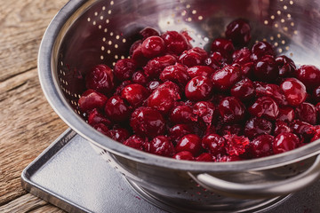 Frozen sweet cherries. Healthy vegan raw food