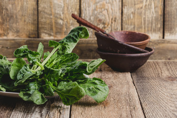Fresh raw organic spinach, plant based food