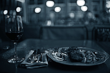 glass restaurant table wine serving