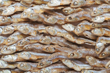 Arranged small dried fish pattern