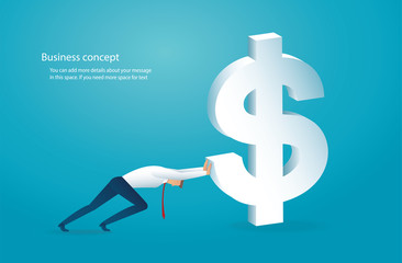 man push the big dollar to success vector illustration eps10