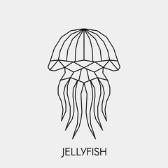 Abstract polygonal jellyfish . Geometric linear animal. Vector.	
