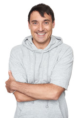 Middle aged handsome smiling man. Isolated