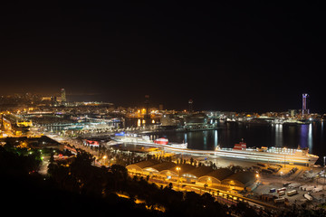 Port of Barcelona at Night