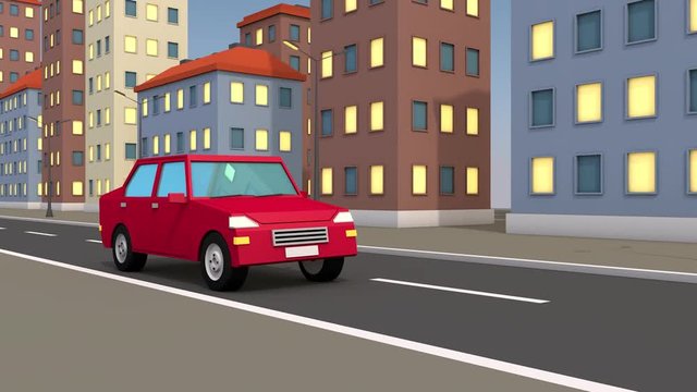 3d car rides through the abstract city. Looped animation.