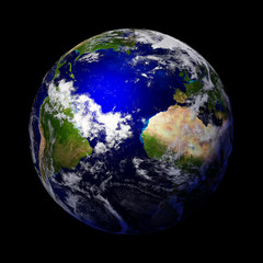 3d render of planet Earth, outer space view, isolated on black background, part of the solar system (elements of this image are furnished by NASA)