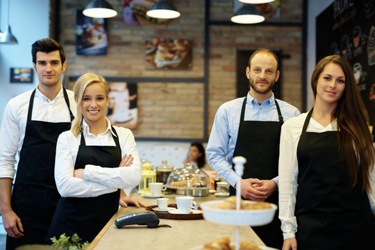 Young team of cafeteria