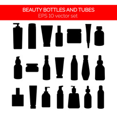 Containers and packages black silhouettes