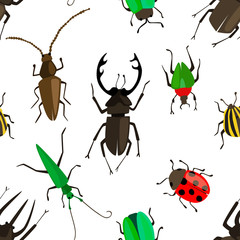 Seamless pattern with colorful insects
