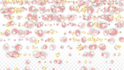 Vector Spring or Summer Sale Background with Petals and Percent for Template Design. Good for Special Hot Holiday Discount Offer, Black Friday, Fashion Promotion Action. Romantic Sakura Illustration