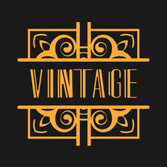 Vintage modern art deco frame design for labels, banner, logo, emblem, apparel, t-shirts, sticker, packaging of luxury products and other design objects