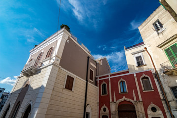 Beautiful facade of building in Puglia. Mediterranean architecture of Southern Italy. Scenery...