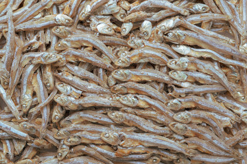 Arranged small dried fish pattern