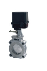 modern shut-off valve with automatic control isolated on white background