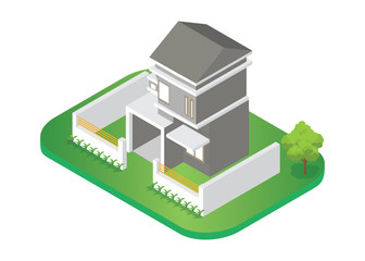 Minimalist home isometric illustration, vector illustration