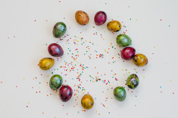 Easter background with colored eggs