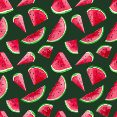 watercolor endless pattern with watermelons