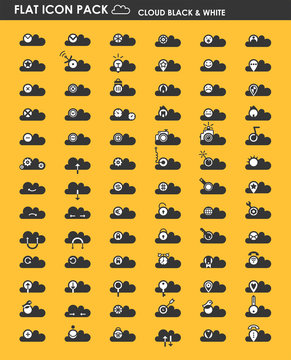 Clouds Icons Isolated. Pack, Set Of Linear Vector Icons In Flat Design For Mobile Concepts And Web Applications. Collection Of Modern Iconography Logo. Vector Illustration