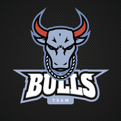 Head bull logo icon designs with chain on the neck vector.