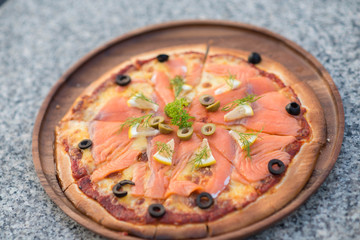 Smoked Salmon Pizza.