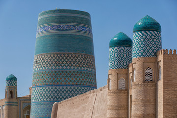 Mosques and minarets in Khiva, Uzbekistan