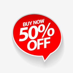 Sale of special offers. Discount with the price is 50. An ad with a red tag for an advertising campaign at retail on the day of purchase. vector illustration