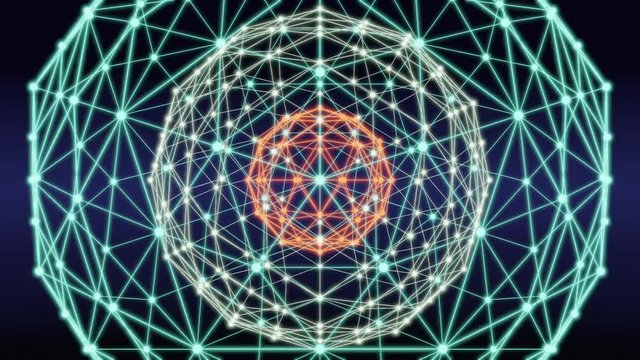 Blockchain technology network abstract loop animation