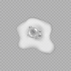 Foam effect isolated on transparent background. Soap, gel or shampoo bubbles overlay texture. Vector shaving mousse top view pattern.