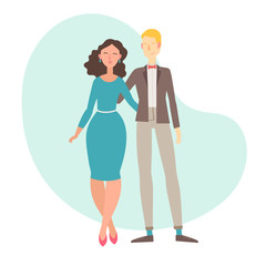 Happy loving couple. Flat illustration. Man and woman in love.