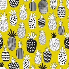 Vector naadloze patroon met ananas. Naadloze achtergrond tekenen met ananas
