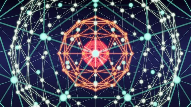 Blockchain technology network abstract loop animation