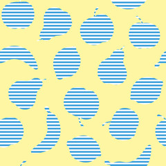 Vector cute hand drawing fruits seamless pattern. Background with flat fruit