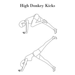 High donkey kicks exercise outline