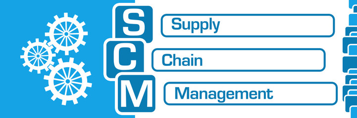 SCM - Supply Chain Management Blue Square Stripes Symbol 