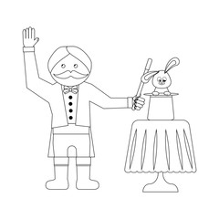Magician with rabbit outline