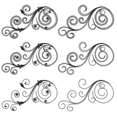 Set of ornate floral design elements